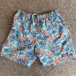 Vineyard Vines Shorts Mens Medium Blue Pink Floral Swim Trunks Mesh Lined‎